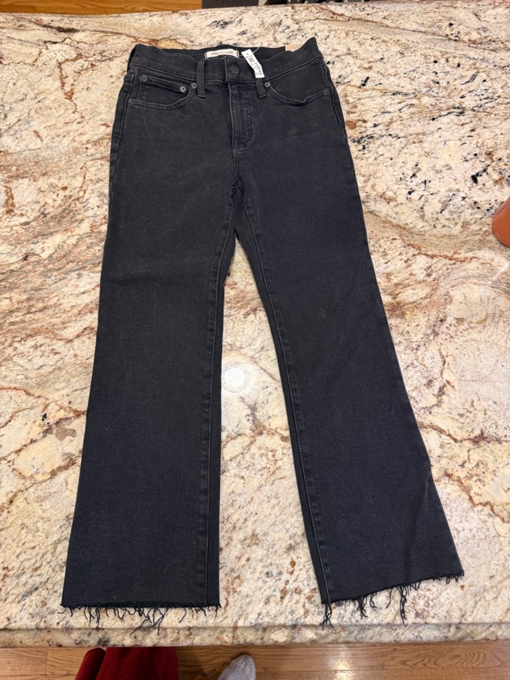 Madewell NWT  size 26P woman's  Black Cali Demi- boot  Jeans with Frayed Hem